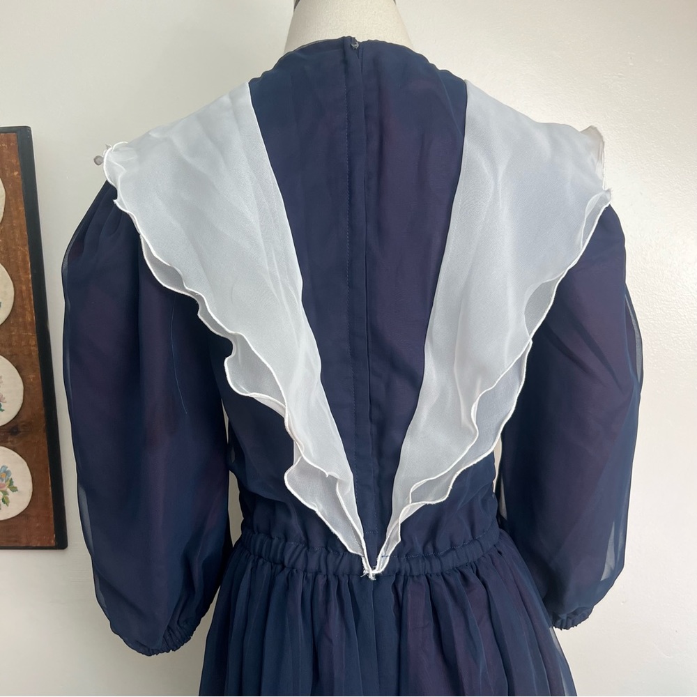 1970s Chiffon Sailor Style Formal Maxi Dress - Picture 6 of 8